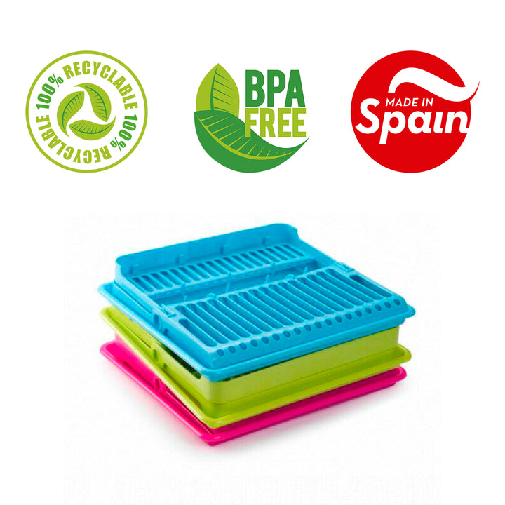 Plastic Forte - Escurreplatos Plegable de 2 Niveles con Bandeja Recogedora. Turquesa