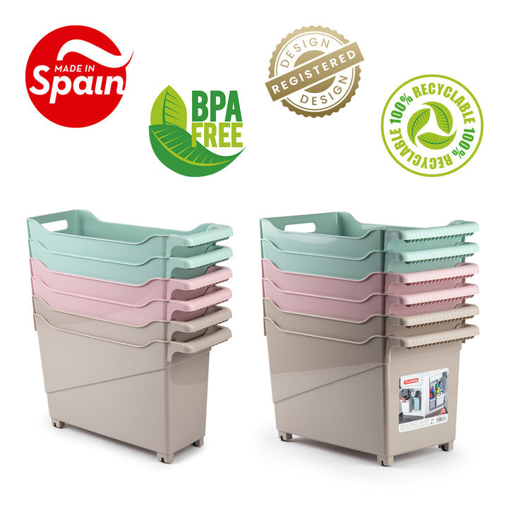 Plastic Forte - Cesta Organizadora con Ruedas Nº 3. Ideal Bajo Fregadero. Blanco