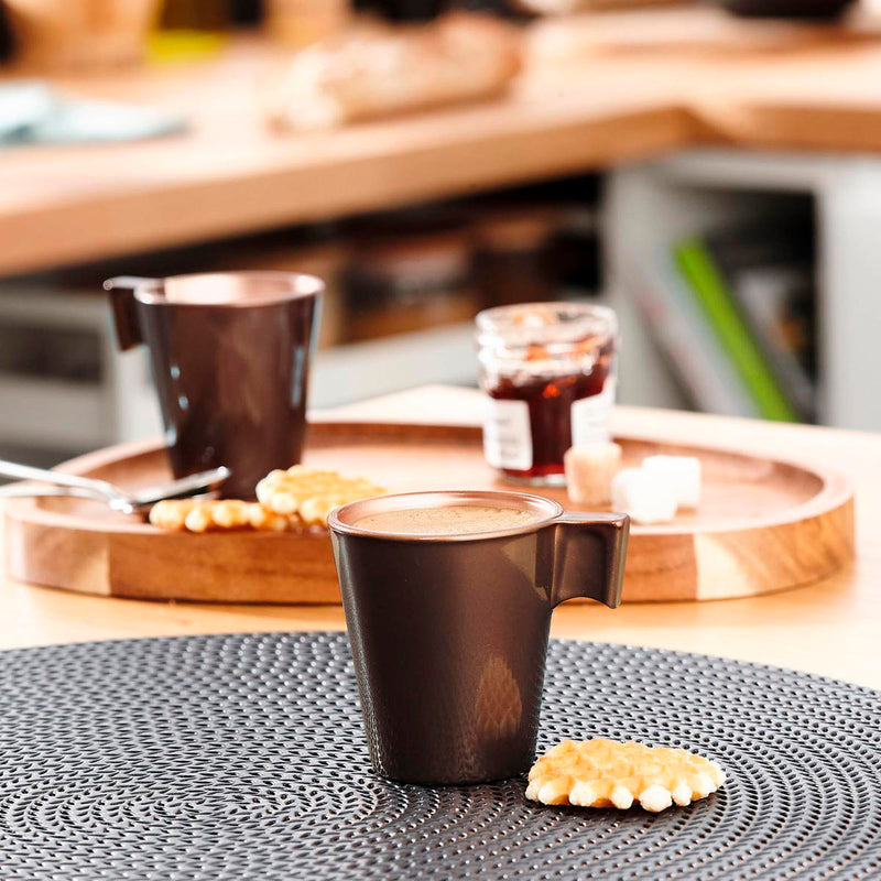 Luminarc Flashy - Juego de 4 Tazas de Café de 8 cl en Vidrio Templado Metalizado. Chocolate