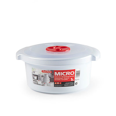 Plastic Forte - Juego de 2 Recipientes Altos para Cocinar al Microondas de 1L y 2L con Válvula