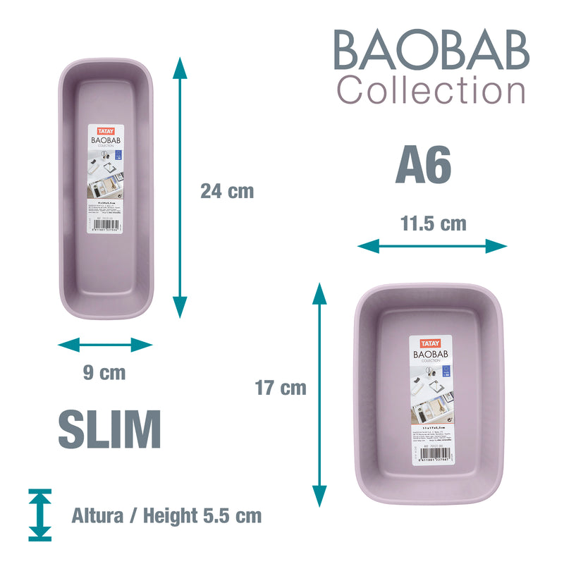 TATAY Baobab - Set de 5 Organizadores de Cajones en Plástico PP05. Lilac