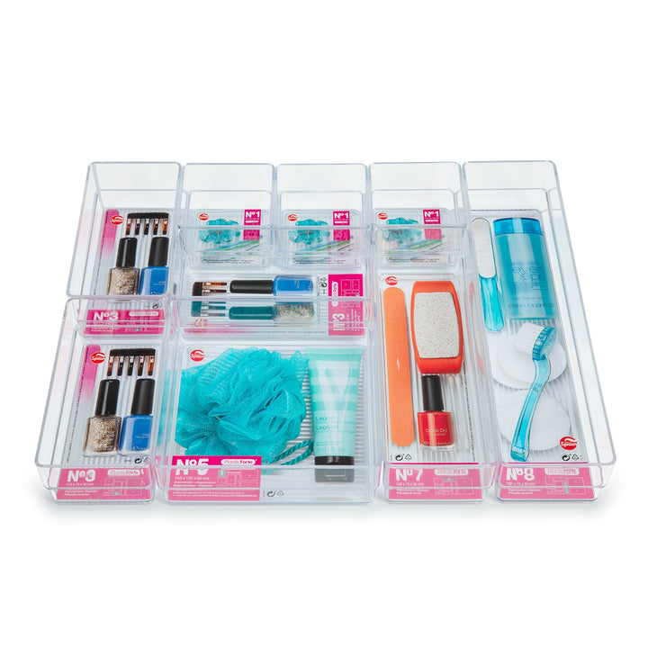 Plastic Forte - Set de 4 Bandejas Organizadoras Transparentes para Cajones. Ideal Baño