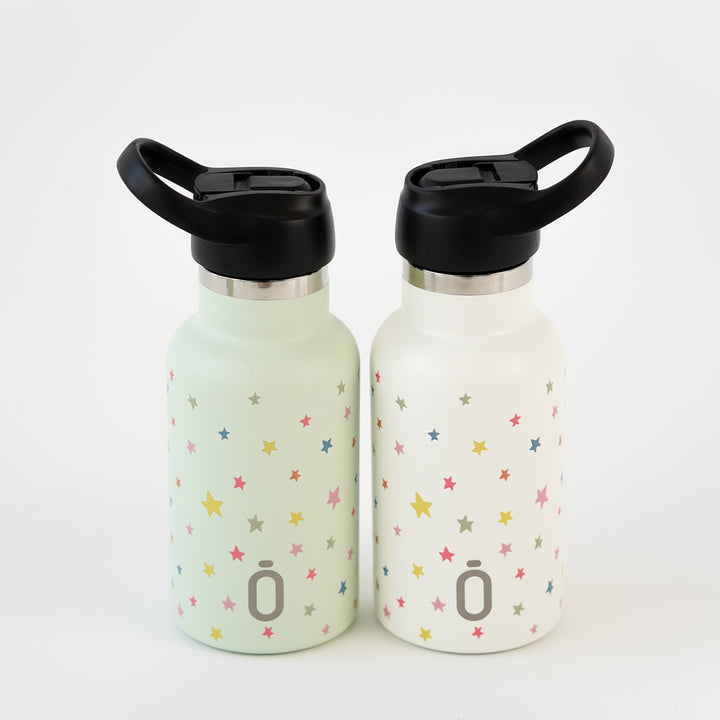 Runbott Confeti - Botella Térmica Infantil 0.35L con Interior Cerámico. Estrellas Nata