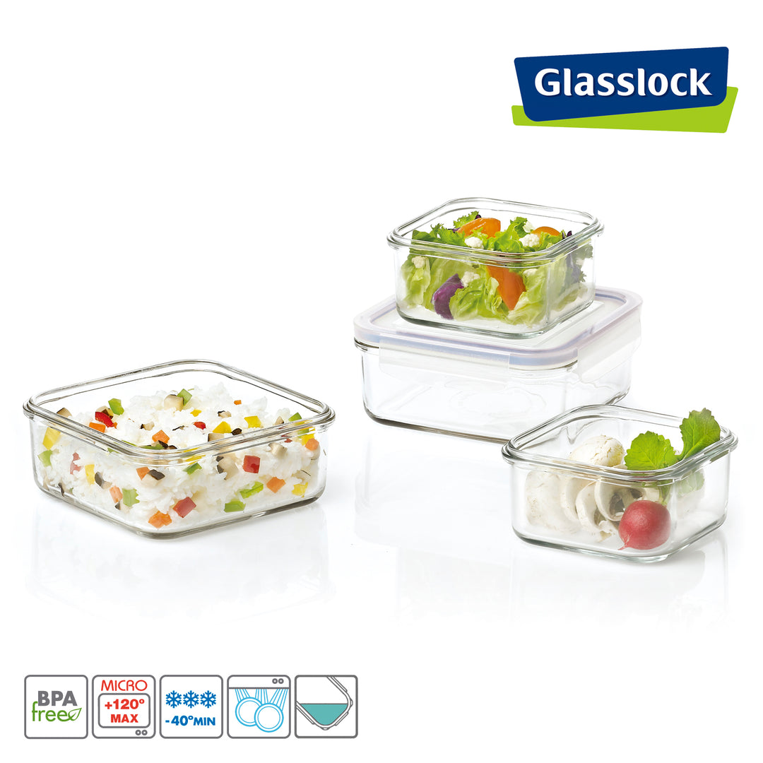 Contenedor Hermético Glasslock Classic Cuadrado 1.2L