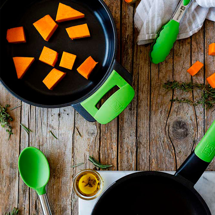 BRA Prior - Lengua Pastelera de Silicona con Mango en Acero Inoxidable. Verde