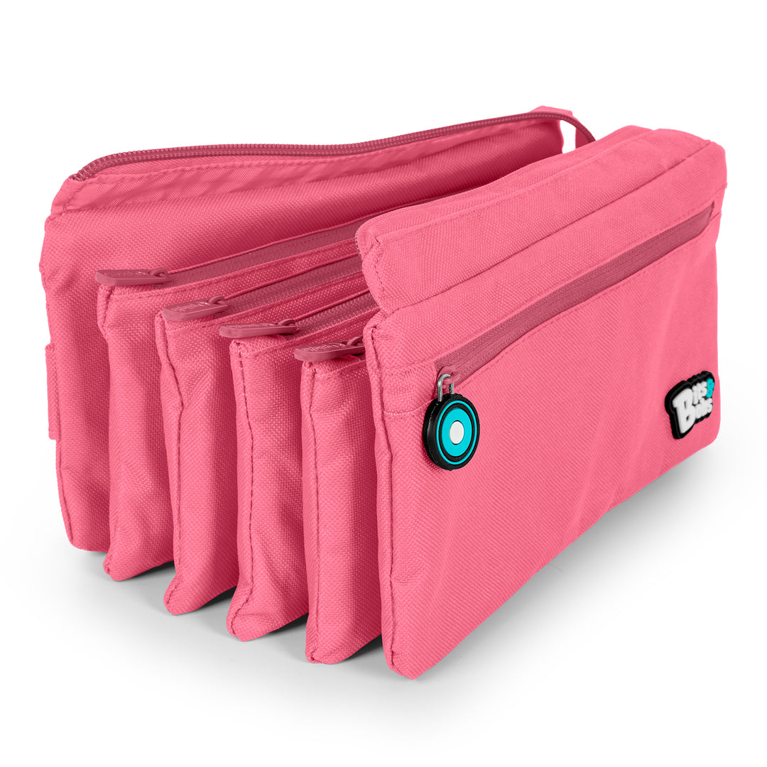 Grafoplás - Estuche Escolar Cuádruple de Alta Capacidad con Cuatro Cremalleras. Rosa Claro