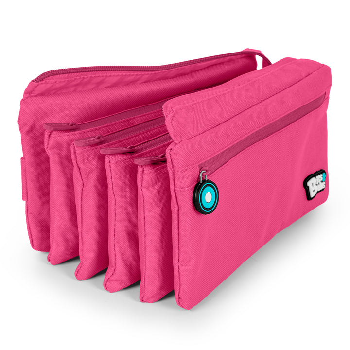 Grafoplás - Estuche Escolar Cuádruple de Alta Capacidad con Cuatro Cremalleras. Rosa