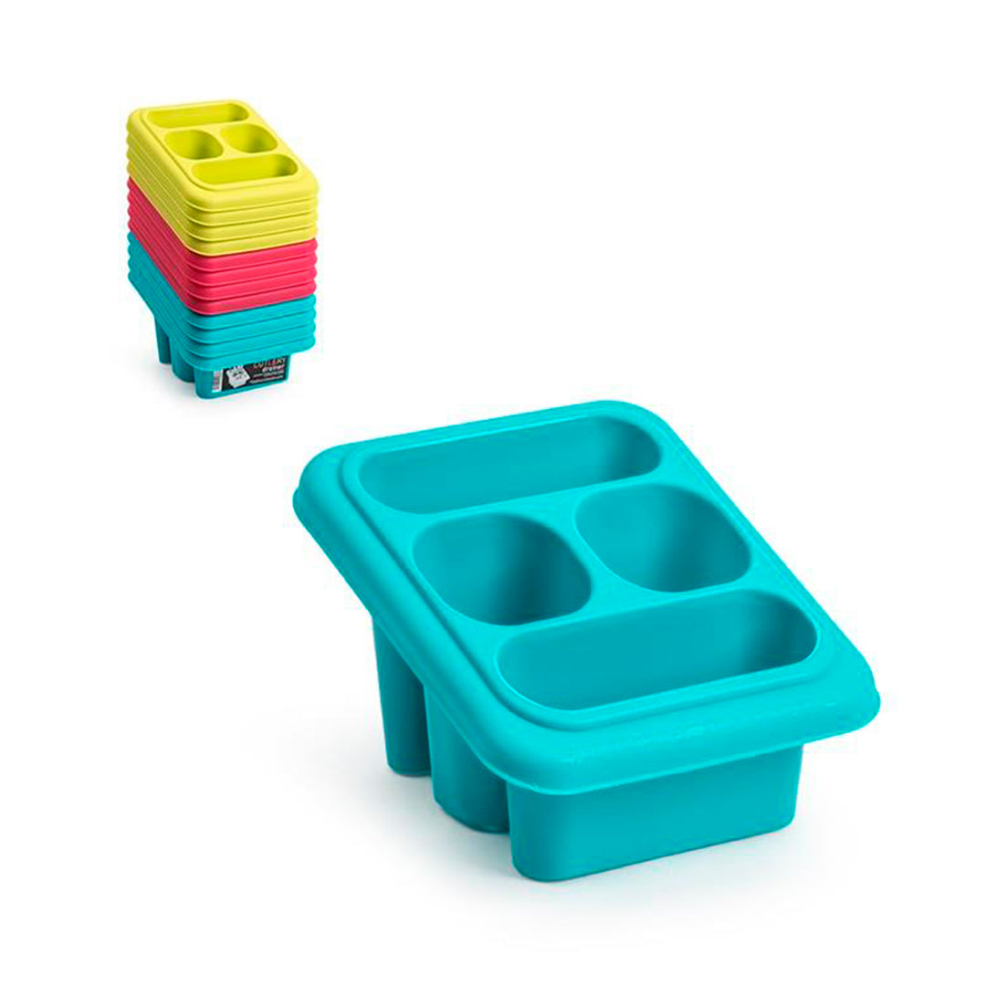 Plastic Forte Square - Set de 2 Escurridores de Cubiertos con 4 Compartimentos. Rosa