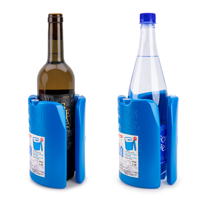 Plastic Forte - Lote de 4 Acumuladores de Frío para Botellas Nº 6 Reutilizables. Azul