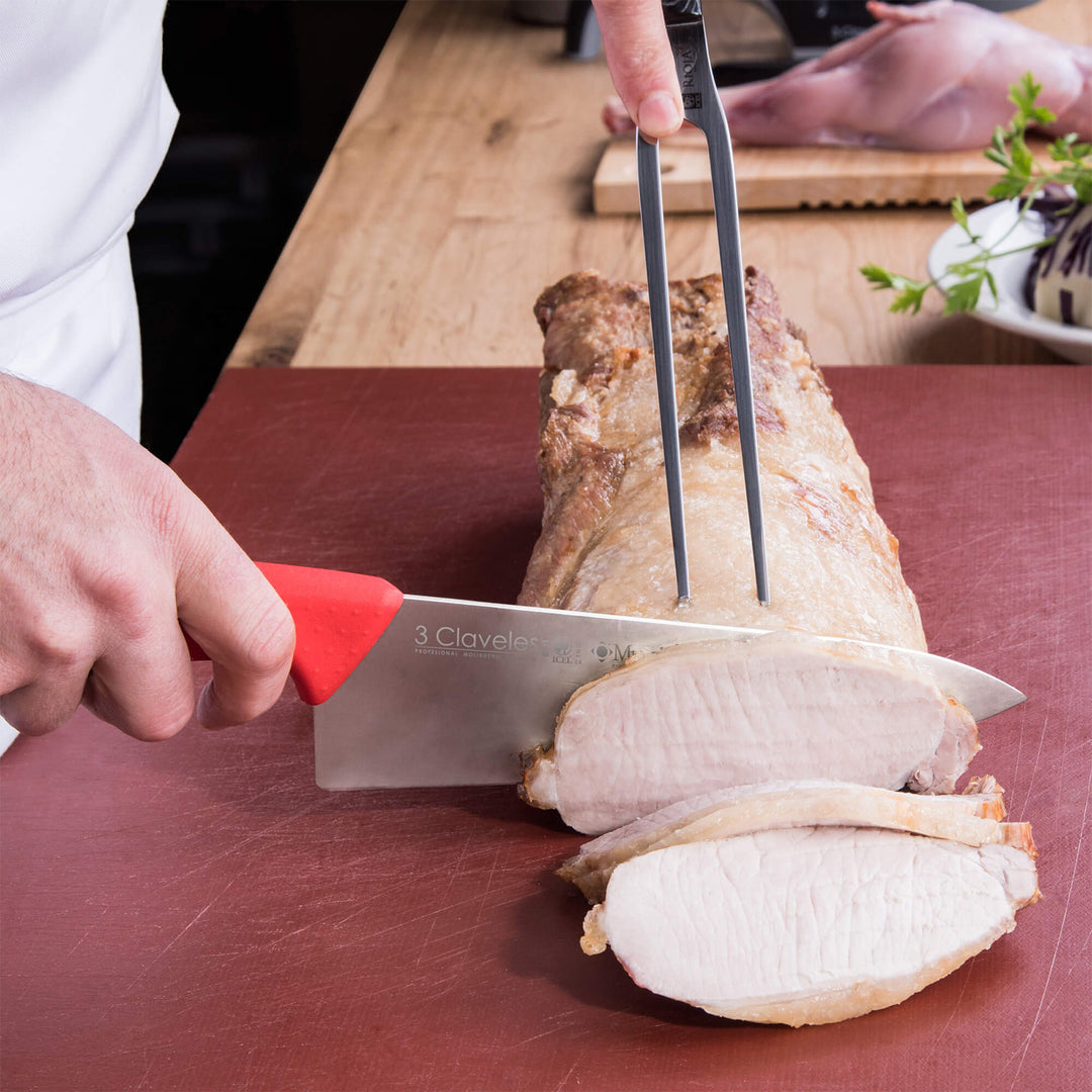 3 Claveles Proflex - Cuchillo Profesional Cocinero Ancho 30 cm Microban. Azul