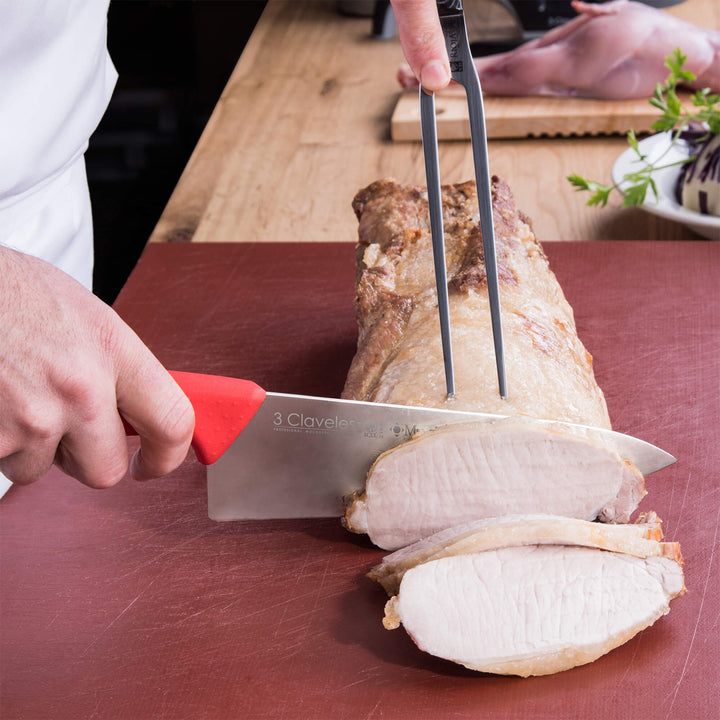 3 Claveles Proflex - Cuchillo Profesional Cocinero Ancho 30 cm Microban. Azul