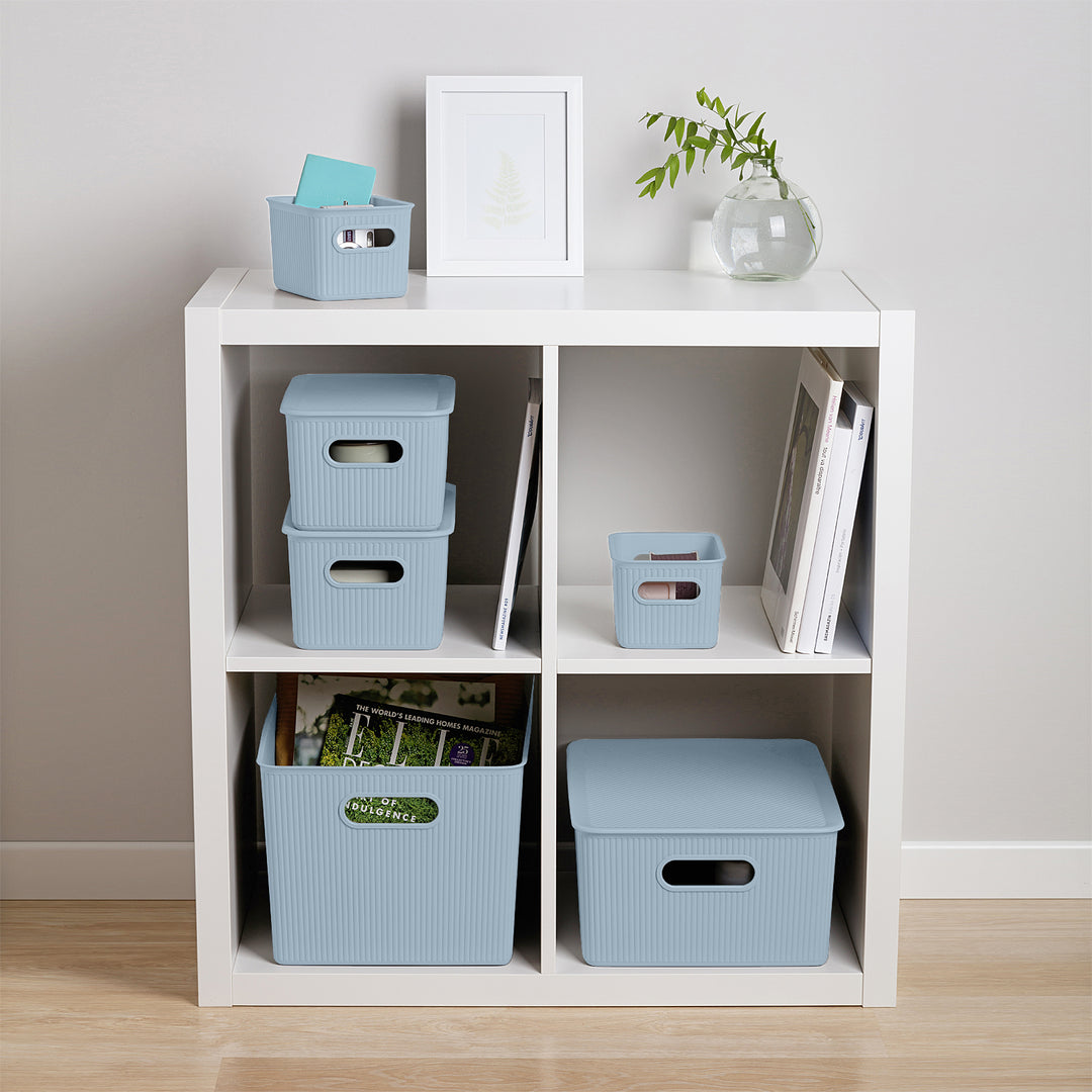 TATAY Baobab - Caja Organizadora Rectangular 22L Plástico PP05. Azul Mist