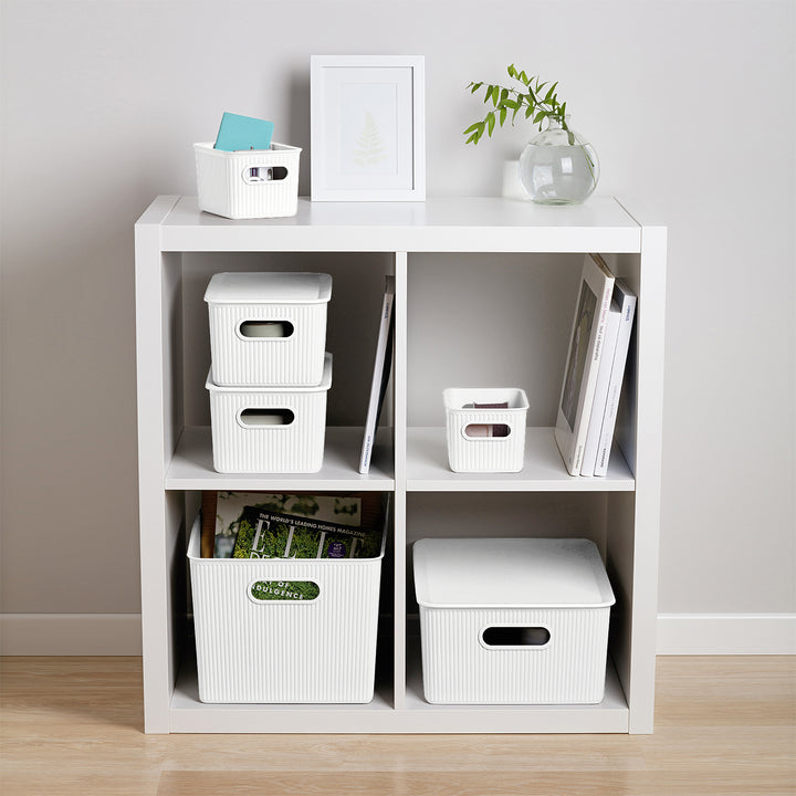 TATAY Baobab - Set de 2 Cajas Organizadoras 22L con Tapa en Plástico PP05. Blanco Pergamon