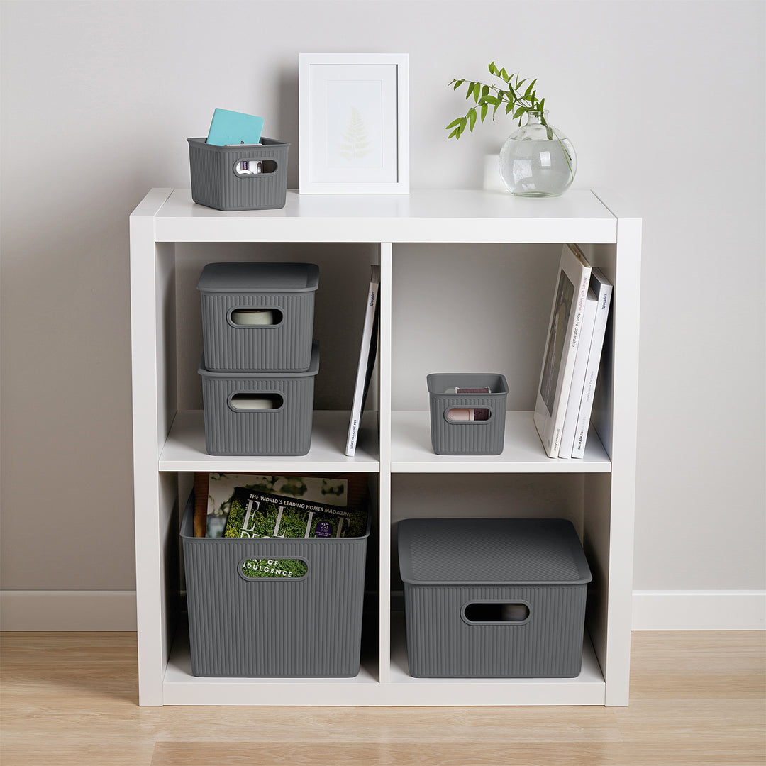 TATAY Baobab - Caja Organizadora Rectangular 22L Plástico PP05. Gris Antracita