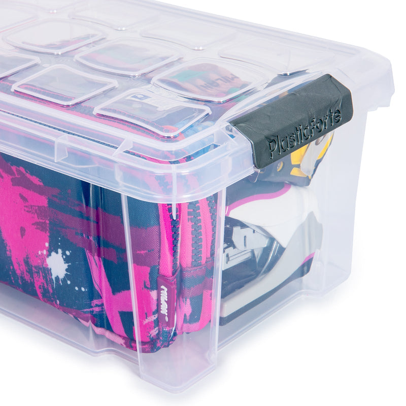 Caja de almacenamiento Sterilite grande con tapa abatible, conjunto de 6,  Plástico, Transparente, diseño 1