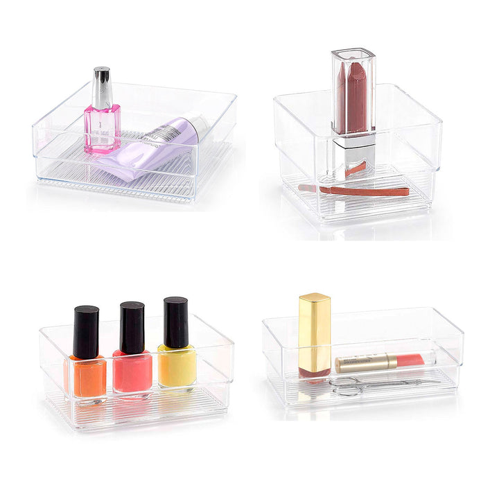 Plastic Forte - Set de 4 Bandejas Organizadoras Transparentes para Cajones. Ideal Baño