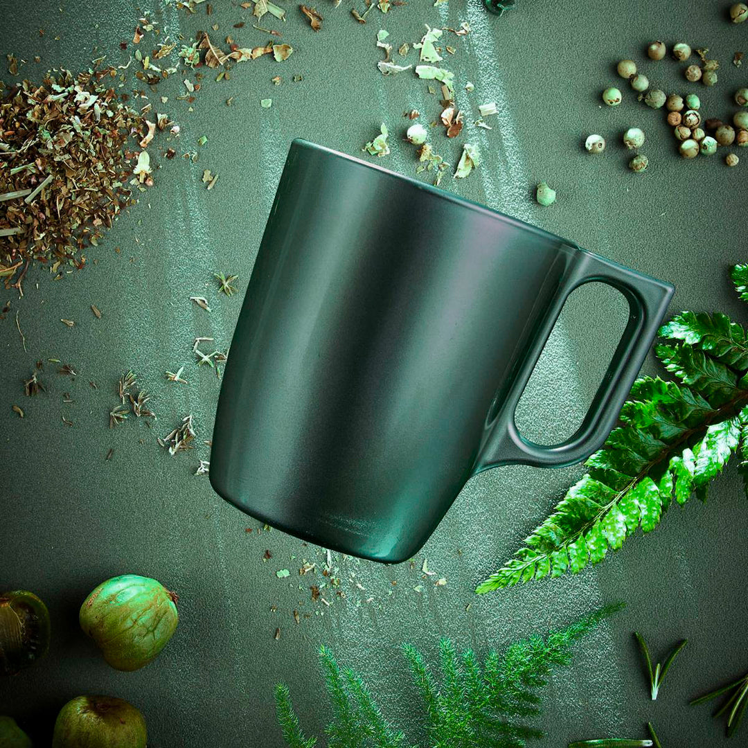 Luminarc Flashy - Juego de 4 Tazas de Desayuno de 25 cl en Vidrio Templado. Green Leaf
