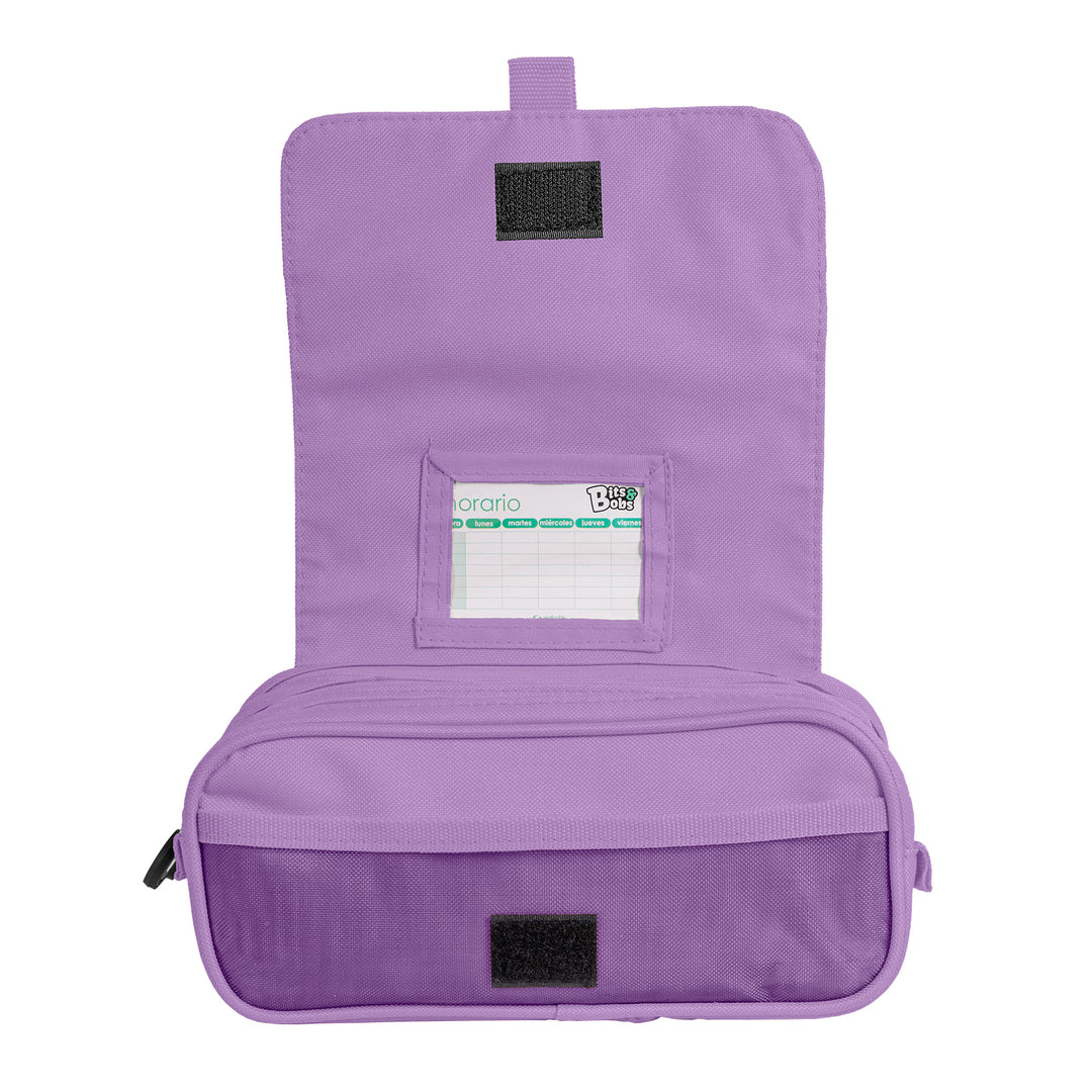 ColePack BitsBobs - Estuche Triple de 3 Cremalleras con Material Escolar Incluido. Rosa Claro