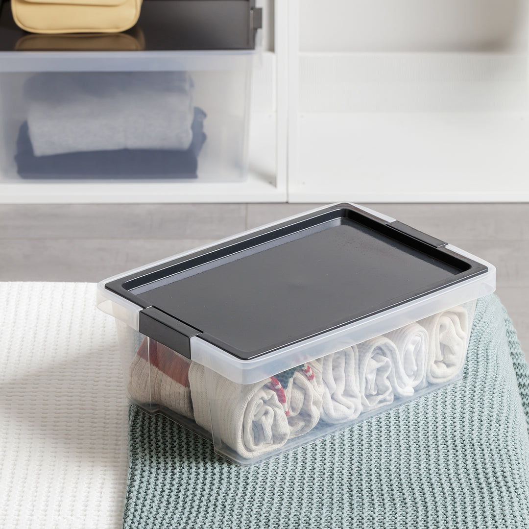 TATAY - Caja de Ordenación Multiusos 7L 100% Reciclable con Tapa Abatible. Negro