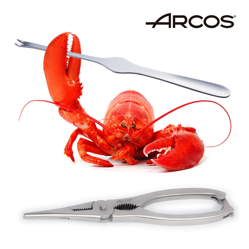 ARCOS 606400 - Juego de 2 Tenazas Corta Mariscos de 18.5 cm y 4 Tenedores en Acero Inoxidable