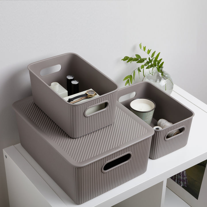 TATAY Baobab - Caja Organizadora Rectangular 15L Plástico PP05. Taupe