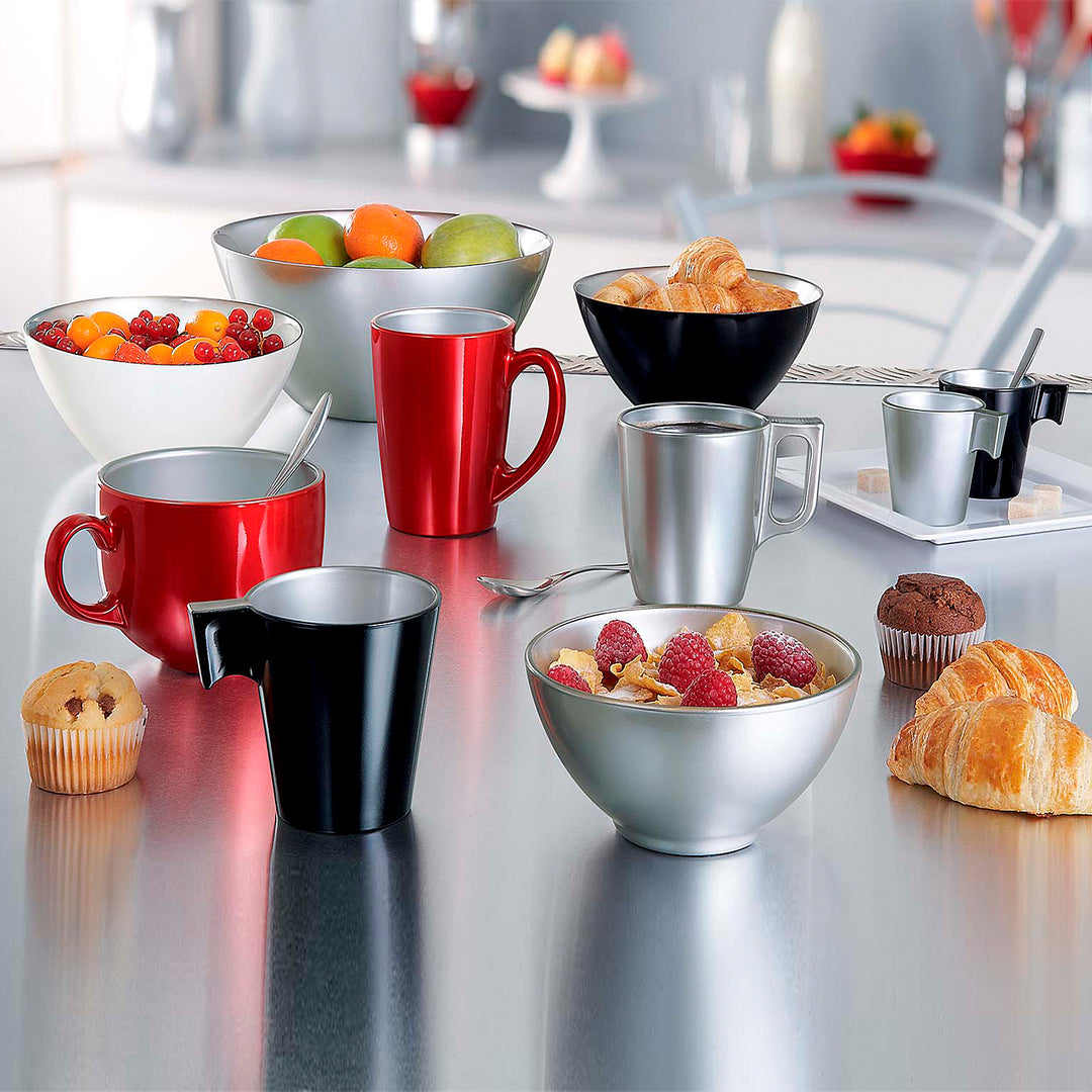 Luminarc Flashy - Juego de 4 Tazas de Desayuno de 25 cl en Vidrio Templado. Green Leaf