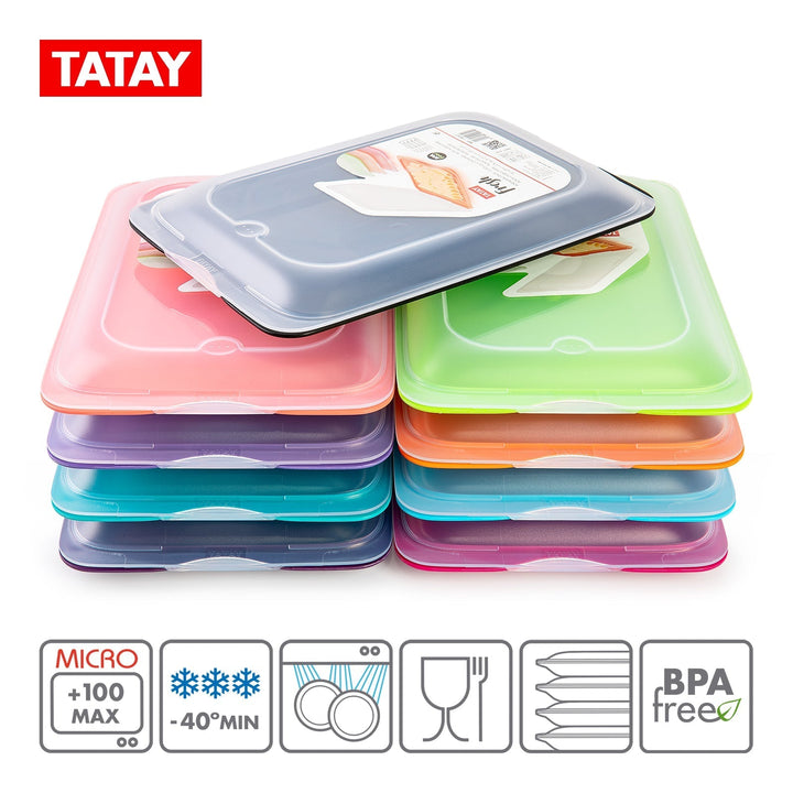 TATAY Fresh - Set de 5 Recipientes Porta Embutidos y Alimentos. Negro y Coral