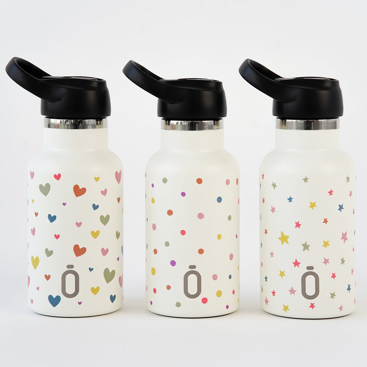 Runbott Confeti - Botella Térmica Infantil 0.35L con Interior Cerámico. Estrellas Nata