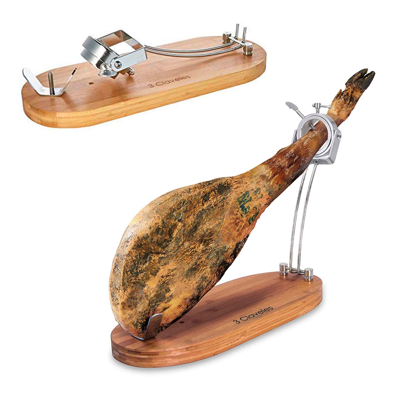 3 Claveles - Kit Soporte Jamonero Profesional MASTER 01733 Plegable. Cuchillos y Pinzas