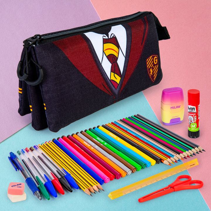 ColePack Harry Potter - Estuche Triple de 2 Cremalleras con Material Escolar. Uniform