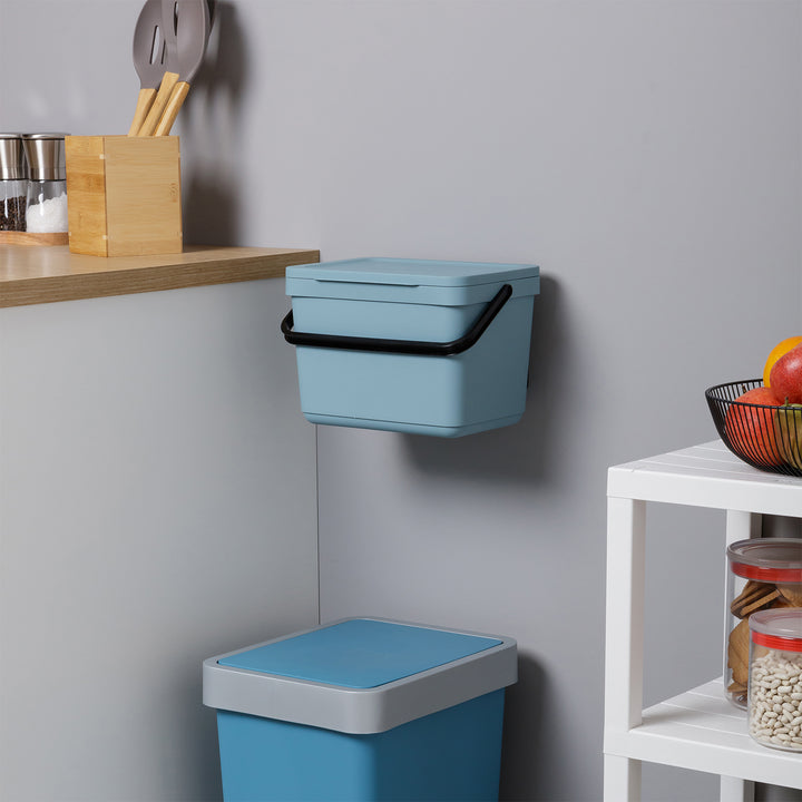 TATAY Smart EcoHome - Cubo Orgánico 6L Soporte Plástico 100% Reciclado. Azul Mist