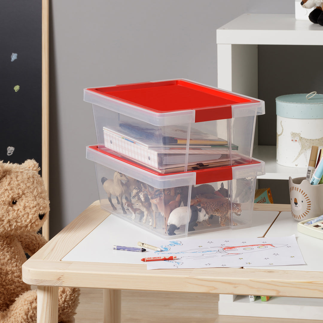 TATAY - Caja de Ordenación Multiusos 7L 100% Reciclable con Tapa Abatible. Rojo