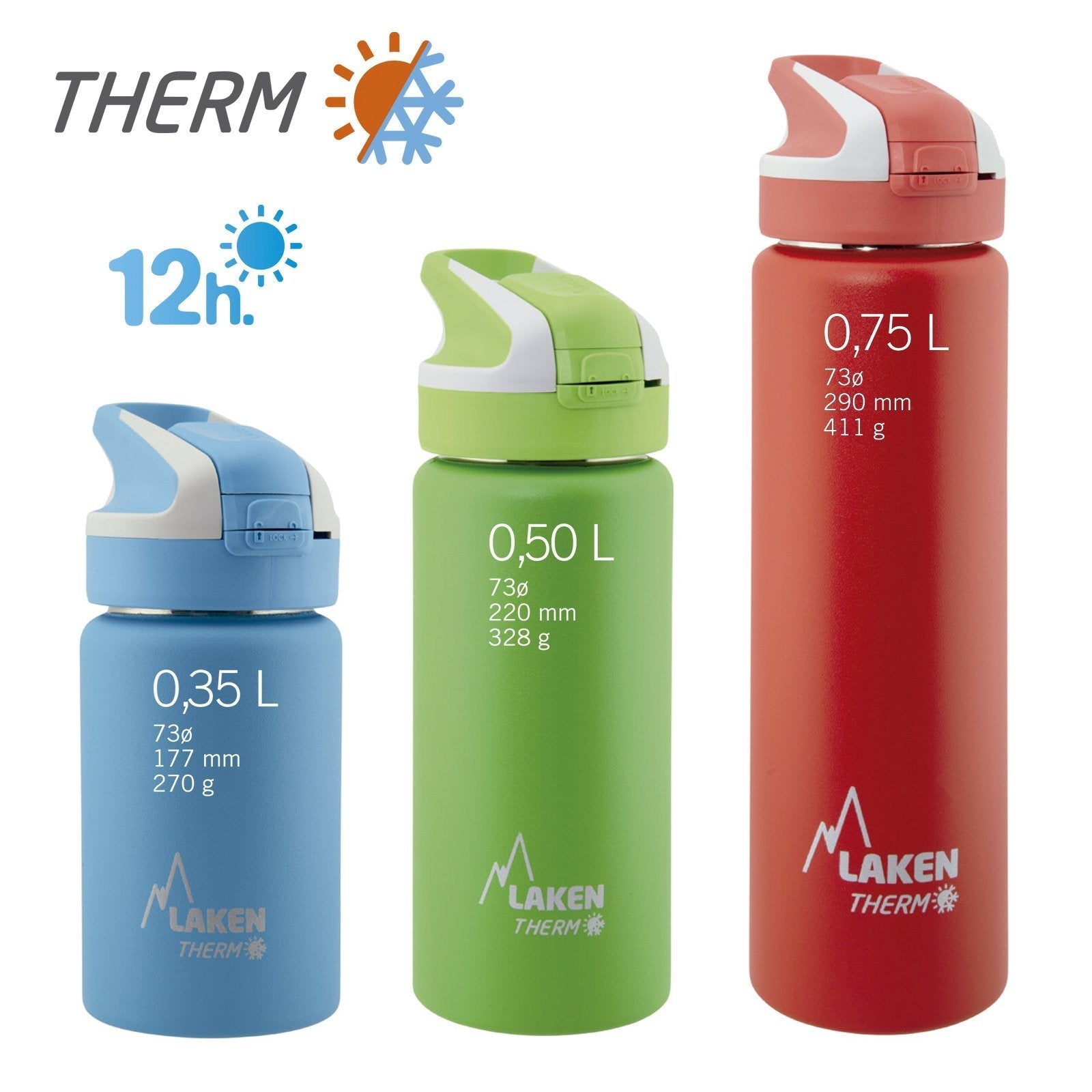 Laken Botella Térmica Acero Inoxidable Summit 0.35L con Mosquetón