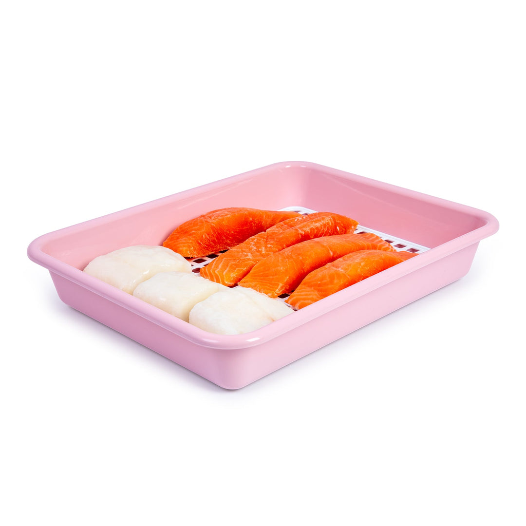 Plastic Forte - Bandeja Rectangular para Descongelar Alimentos con Rejilla