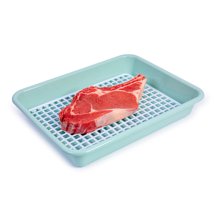 Plastic Forte - Bandeja Rectangular para Descongelar Alimentos con Rejilla. Verde