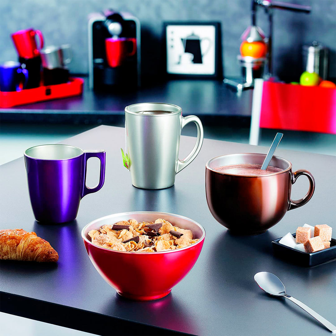 Luminarc Flashy - Juego de 4 Tazas de Desayuno de 25 cl en Vidrio Templado. Lavender