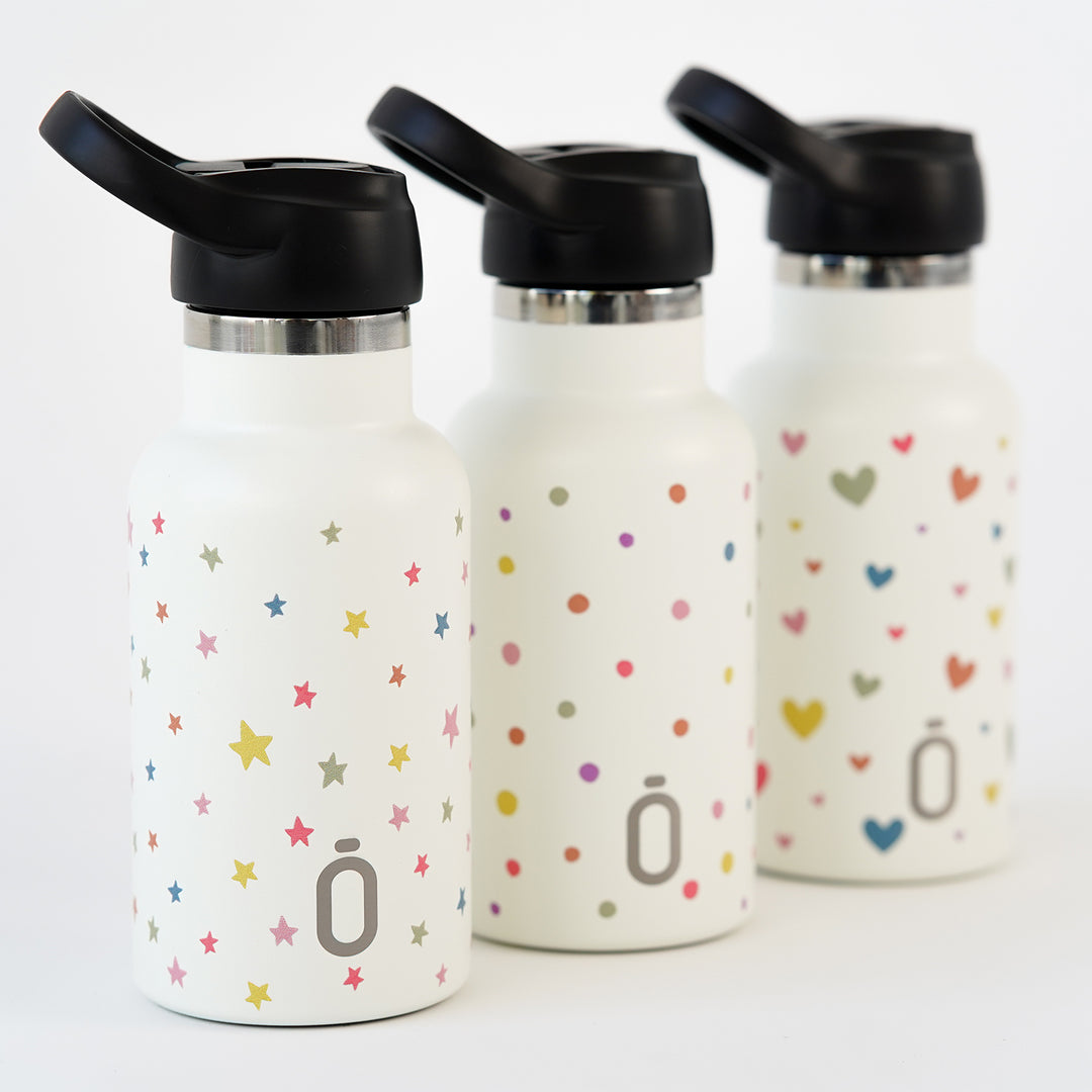 Runbott Confeti - Botella Térmica Infantil 0.35L con Interior Cerámico. Estrellas Nata