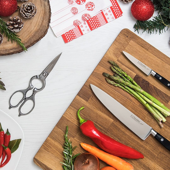 3 Claveles Forgé - Cuchillo Chuletero Profesional 12 cm Acero Inoxidable