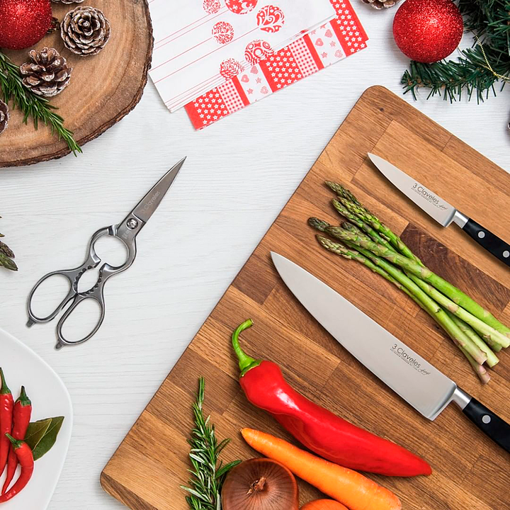 3 Claveles Forgé - Cuchillo Cocinero Profesional 30 cm Acero Inoxidable