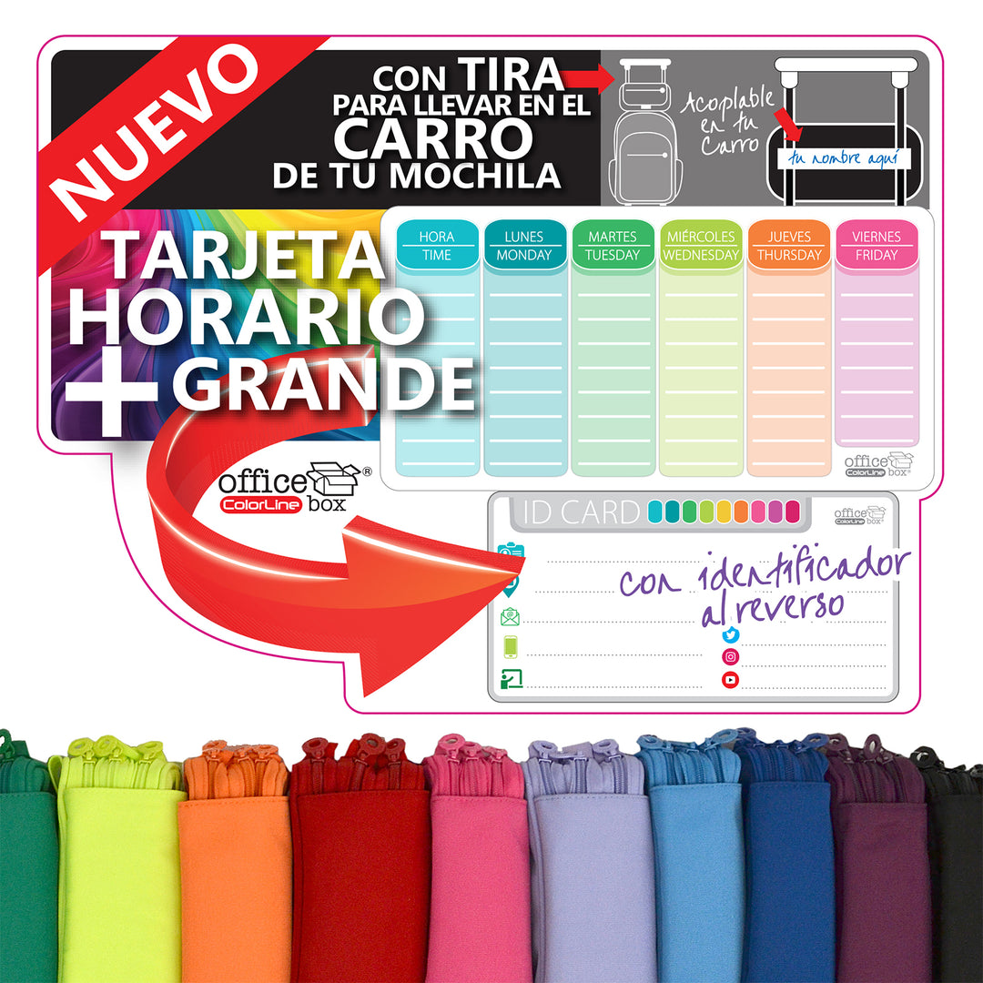 Estuche Escolar Triple Portatodo de Alta Capacidad con Tres Cremalleras. Fluor