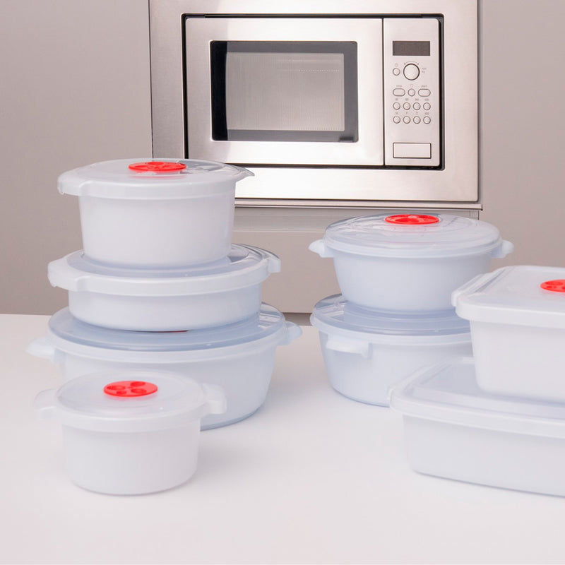 Plastic Forte - Juego de 2 Recipientes Altos para Cocinar al Microondas de 1L y 2L con Válvula