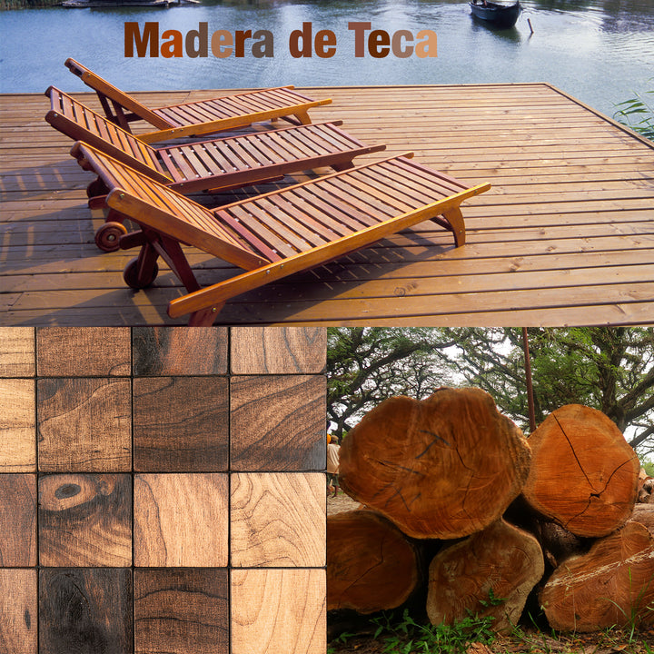 TATAY DecoTeak - Banqueta Midcentury de Madera Sostenible de Teca Maciza. Marrón