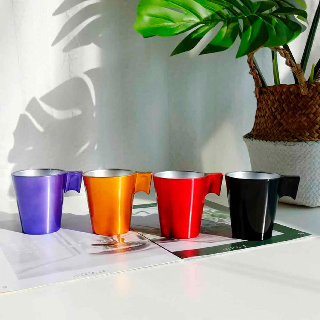 Luminarc Flashy - Taza de Café de 8 cl en Vidrio Templado Metalizado. Dorado