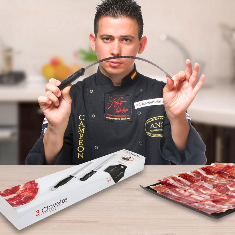 3 Claveles Gourmet - Kit Profesional de Cuchillo Jamonero Deshuesadore –  PracticDomus