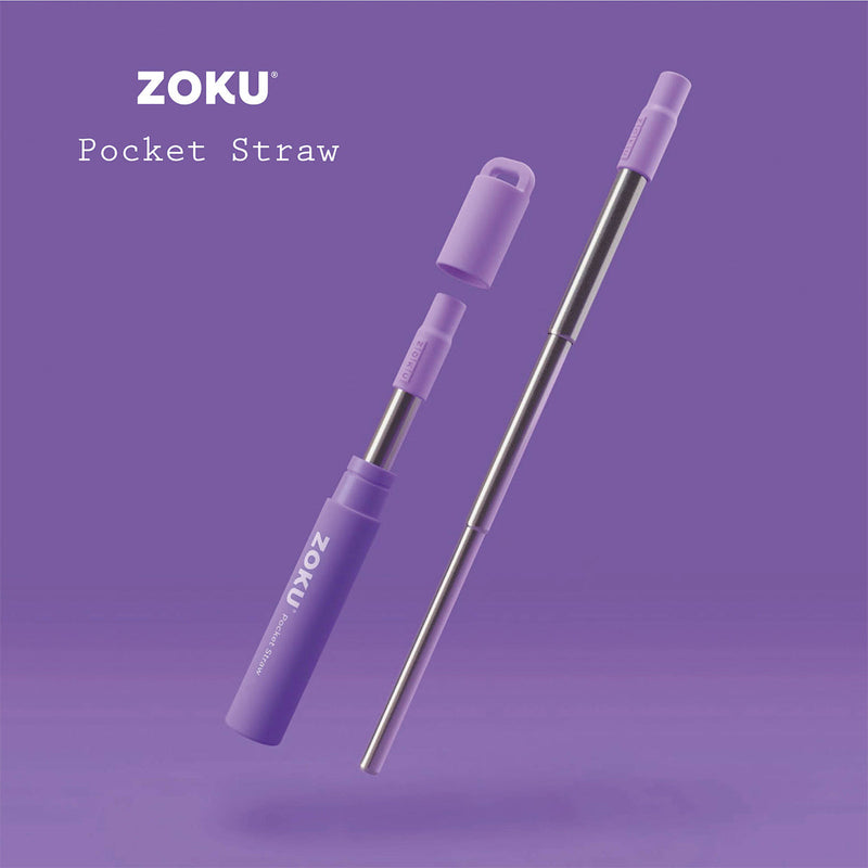 ZOKU - Kit de Pajita Reutilizable en Acero Inoxidable con Cepillo Limpiador