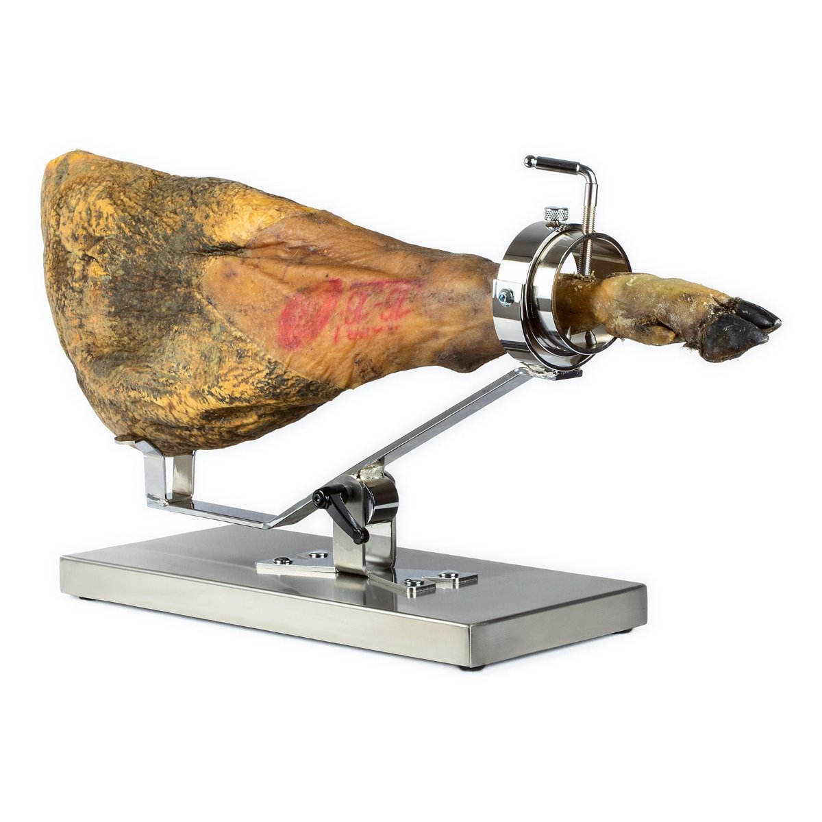 BELLO Mulhacén - Soporte Jamonero Basculante en Acero Inoxidable con Cabezal Giratorio