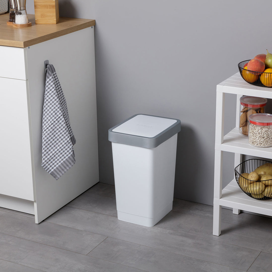 TATAY Smart - Cubo de Basura 25L con Tapa Basculante . Ideal Cocina. Blanco