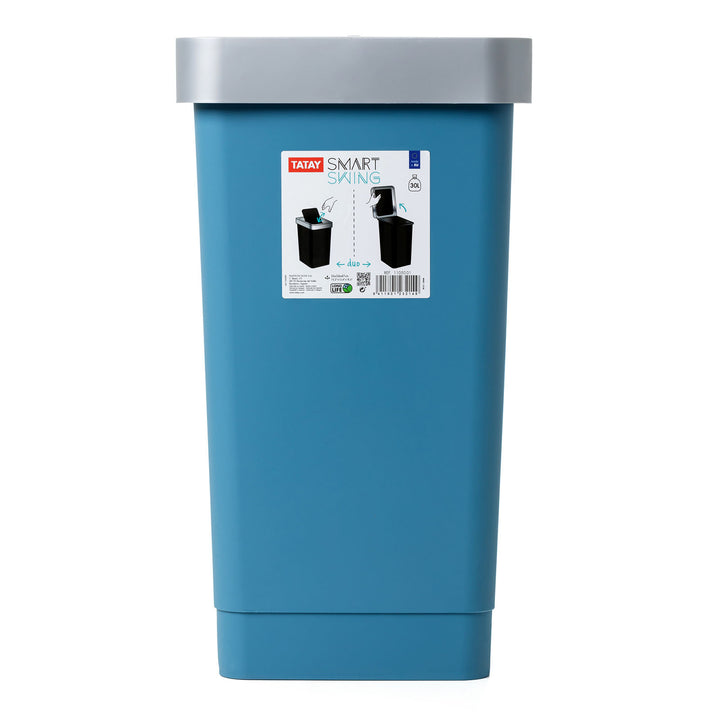 TATAY Smart - Cubo de Basura de 25L con Tapa Basculante Ideal Cocina. Azul Ocean