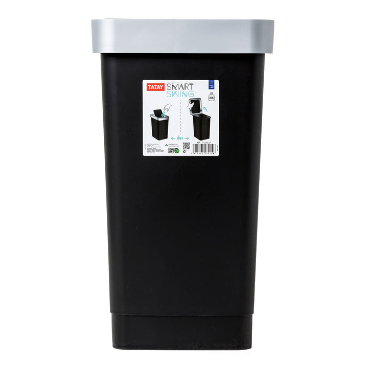 TATAY Smart - Cubo de Basura 25L con Tapa Basculante. Ideal Cocina. Negro