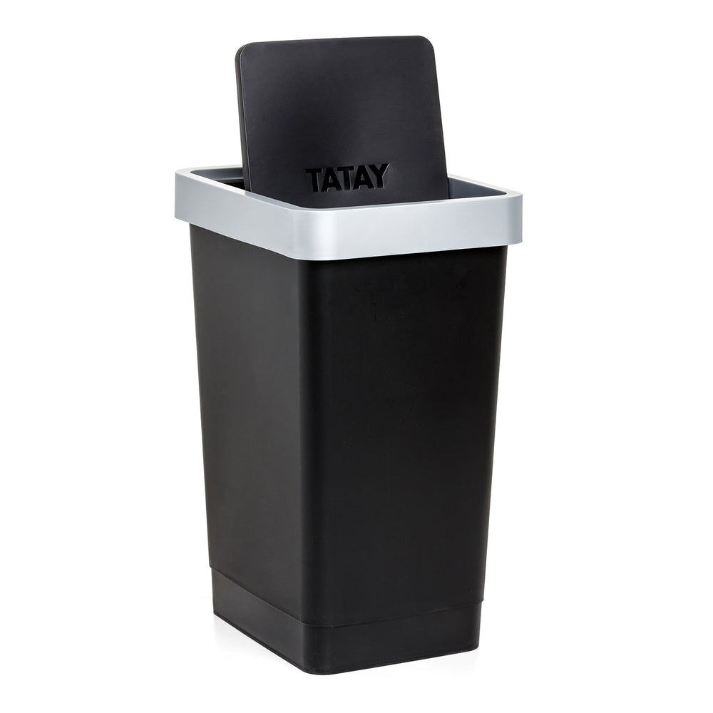 TATAY Smart - Cubo de Basura 25L con Tapa Basculante. Ideal Cocina. Negro